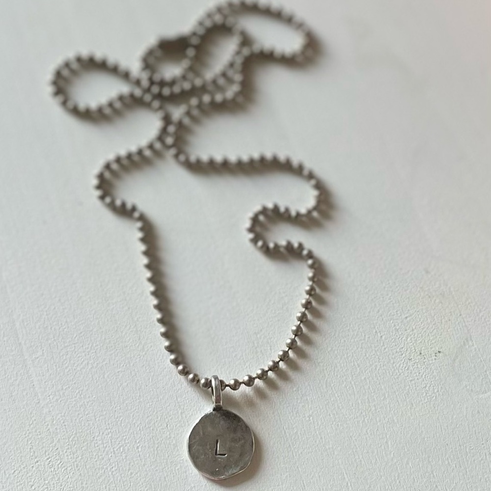 Sterling Silver “Original Alphabet Charm” Necklace by CLP Jewelry; “L” initial